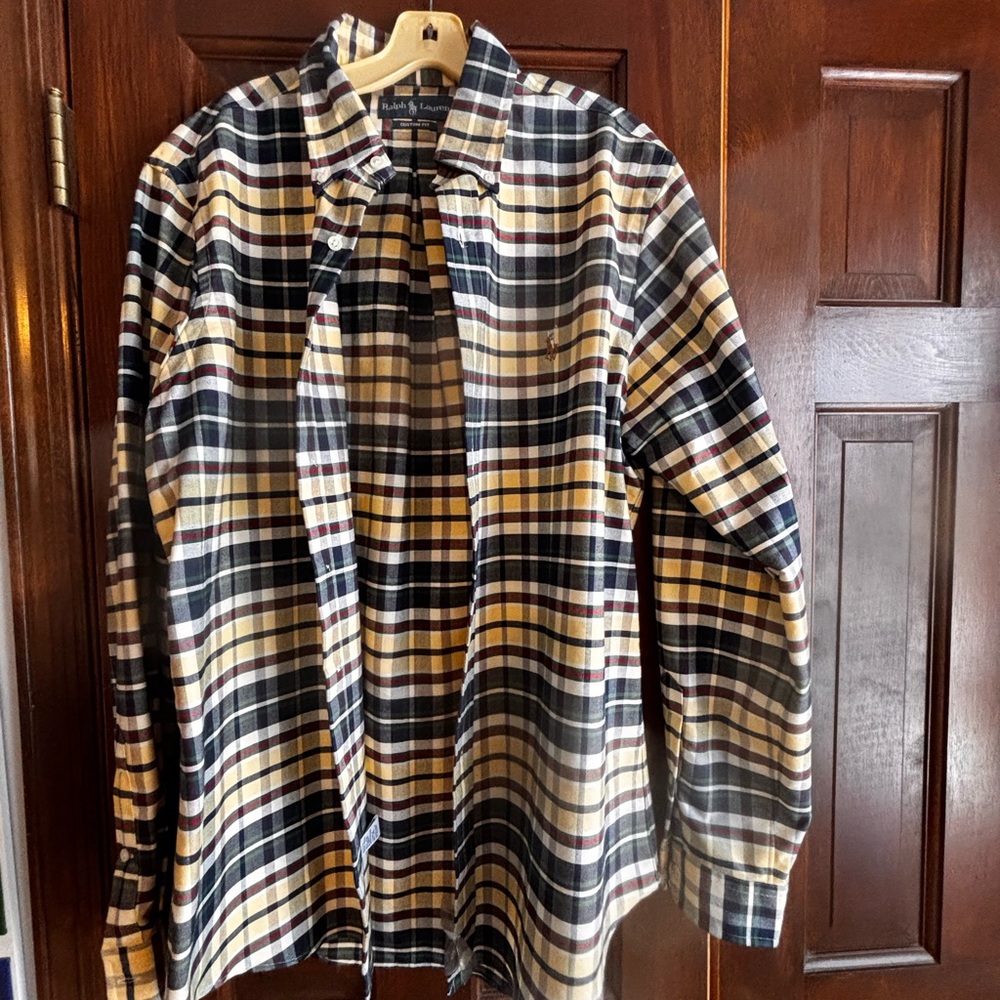 Ralph Lauren Black and White Plaid Casual Button Down Shirt
